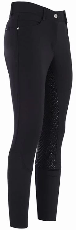 H V Polo Lara Full Silicone Seat High Waisted Womens Breeches Black