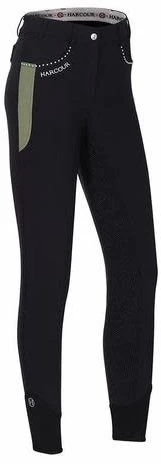 Harcour Eva Water Repellent Full Silicone Seat Winter Womens Breeches Black/Beige