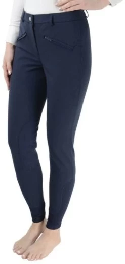 HY Equestrian Hyperformance Cranwell Ladies Suede Knee Patch Breeches Navy