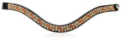 Judi Famous Odessa Double Browband Full Size Black With Indian Sun/Siam/AB Swarovski Crystals