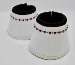 Judi Odessa Bell Boots Full Size White With Red/White/Blue Swarovski Crystals