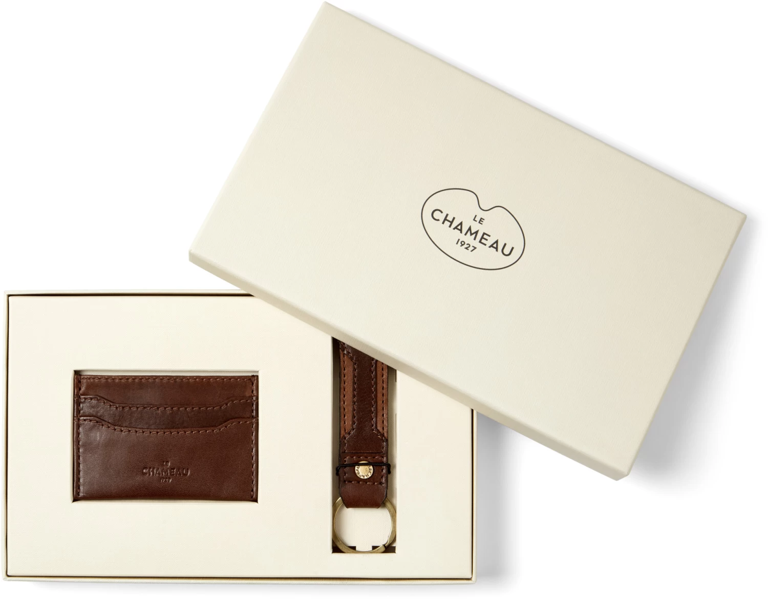 Le Chameau Key Ring & Card Wallet Gift Set Marron Fonce 1 Le Chameau Key Ring & Card Wallet Gift Set Marron Fonce