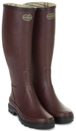 Le Chameau Womens Giverny Jersey Lined Boots Cherry