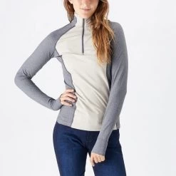 Noble Outfitters Athena Quarter Zip Womens Top Oatmeal