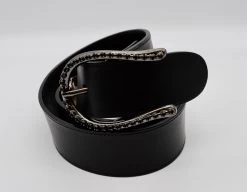 Otto Schumacher Swarovski Crystal Buckle Belt Black