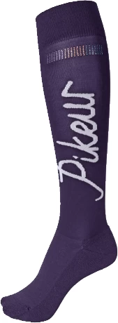 Pikeur Knee Length Socks With Crystal Flag Design Purple